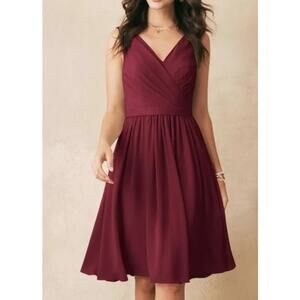 AW BRIDAL sz 12 L burgundy red chiffon Vivien bridesmaid party dress NEW B119
